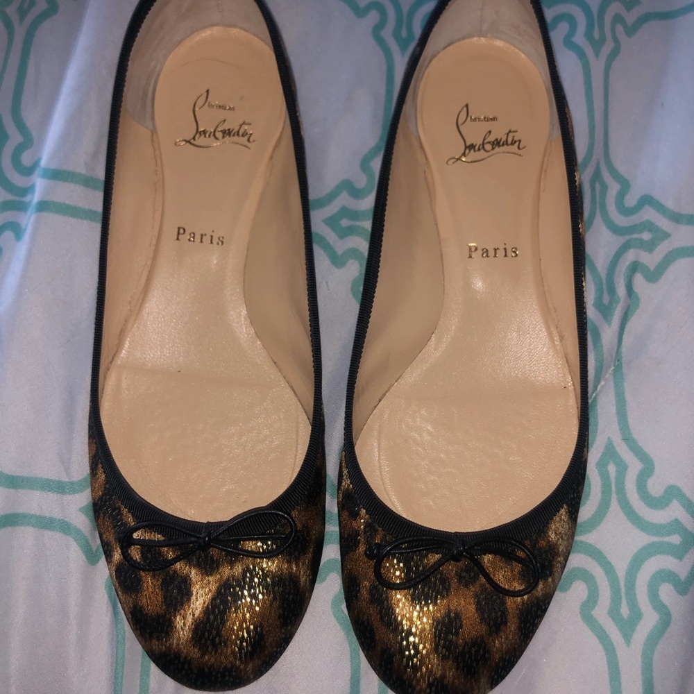 Christian Louboutin Spiked Leopard flats